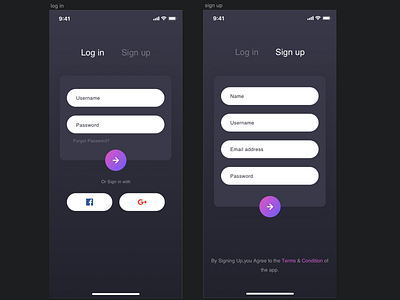 Mobile Authentication Screens authenticate authentication darkmode gradient login mobile react native reactjs signup