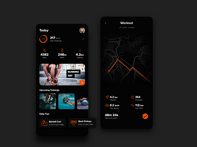 Fitness Tracking App dark ui darkapp fitness app mobile app mobile app design mobile ui ui design uidesign