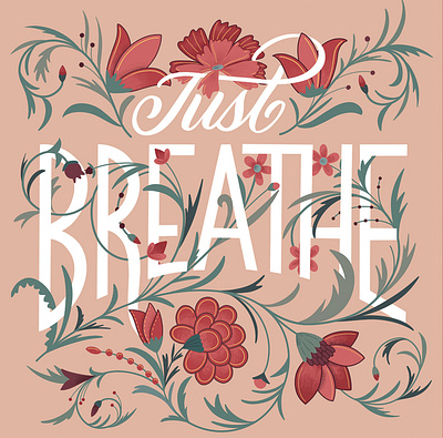 Just Breathe design illustration lettering procreate typography