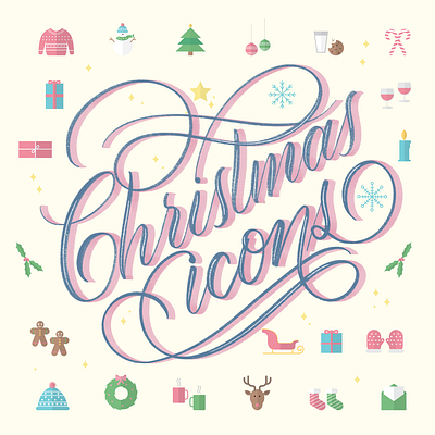 Holiday Season icons christmas design holiday season icons illustration lettering typography vector