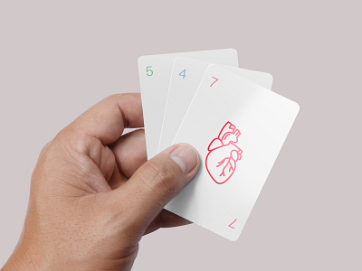 Literal playing cards anatomical anatomical heart dribbbleweeklywarmup graphic design hand minimalism mockup photorealistic mockup playing card