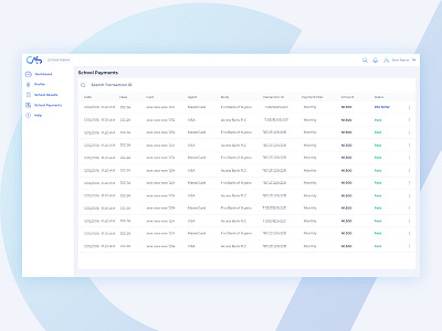 Cas Student - Payment List adobe xd design prototype ui ux