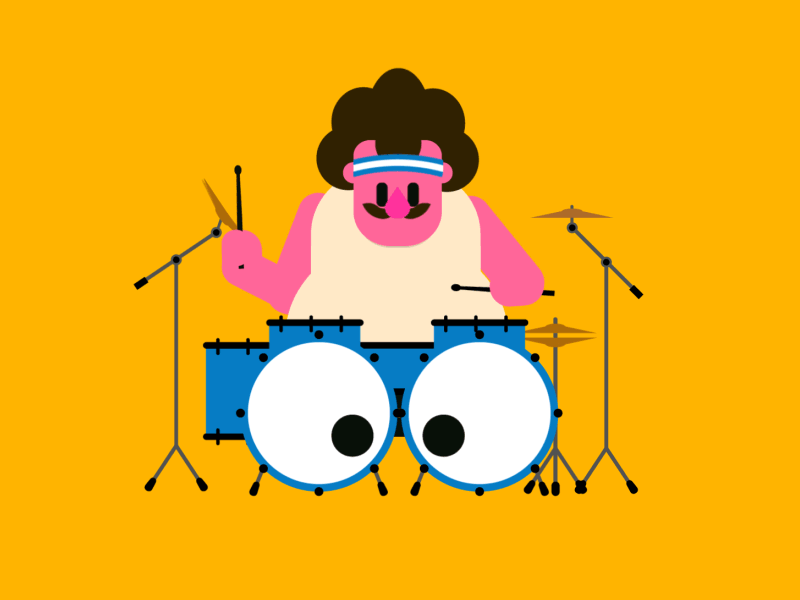 Summer Drummer animation character drummer gif loop music rock