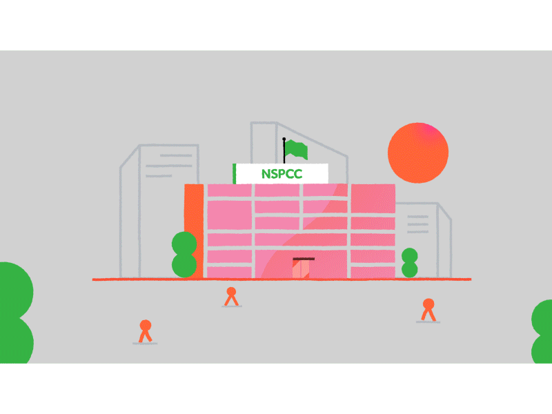 Nspcc aftereffects loop character animation teacher baby protection data education school kids animation design character