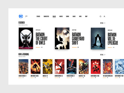 Comic Books Store Concept Desktop app batman black comics concept interface store typography ui ux web