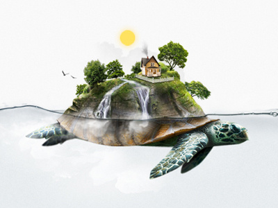 Bring a little imagination to the real world. island photomanipulation transformation turtle water webdesign