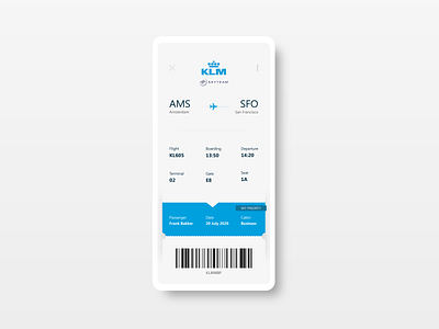 Boarding Pass airline app boardingpass clean design clean ui design dutch minimal ui ux vector web