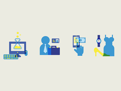 Icons for "Geeks" project. blue business dresscode icon lab news