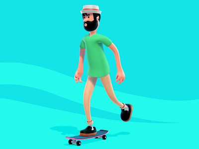 Skateboarder 3d character characterdesign illustration pose render skate skateboard skateboarder street summer