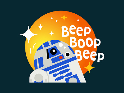 R2-D2 character characters graphics illustration over star wars stickers type vector