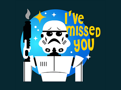 You Keep Missing Me character characters graphics illustration over star wars stickers type vector