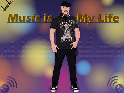 Music Is My Life adobe illustration adobe illustrator adobe illustrator draw illustration man cartoon man vector vector vector design