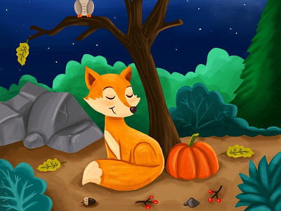 Fox and pumpkin design illustration illustrator vector yayınevi çizer