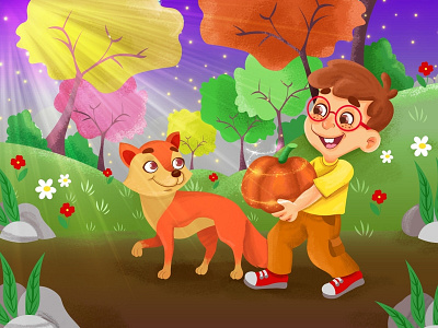 fox and child Illustration children book illustration design illustration illustrator vector yayınevi çizer