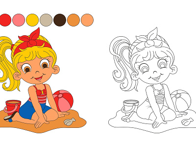 girl colouring children book illustration design icon illustration illustrator mascot maskot vector yayınevi çizer