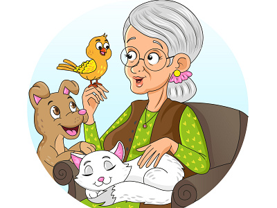 grandmother's animals children book illustration design icon illustration illustrator mascot maskot vector yayınevi çizer