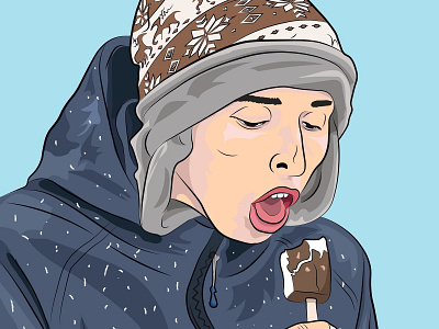 Ice cream in the cold cold hat icream illustration vector winter