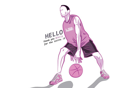 Hello Dribbble :D design dribbble illustration pink simple vector