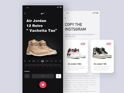 Shopping app concept air jordan app coloes ecommerce fashion ios just do it minimalist nike product design shoes ui