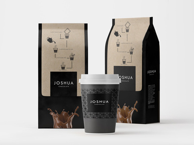 Joshua Chocolate - Hot Chocolate & 2GO Cup brand application design logo package package design typography
