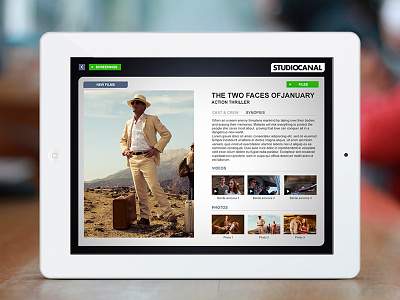 Studiocanal Ipad Film app apple catalog design flat interface ipad movie osx ui ux video