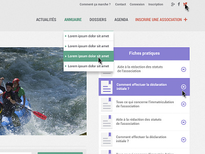 Association website - Hover effect 1 add flat geolocalisation interface menu twitter ui ux webdesign