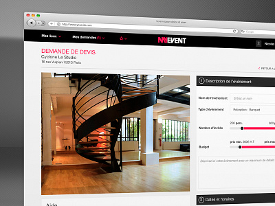 Myevent Website Devis app button event flat location mobile slide title webdesign website