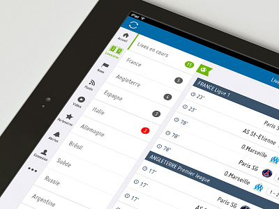 Fm Live List app fifa flat icons ios7 live menu mercato mobile slide soccer webdesign