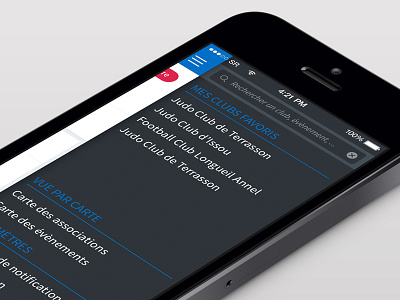 Sport App Menu app flat icons ios7 iphone menu mobile search slide sport webdesign