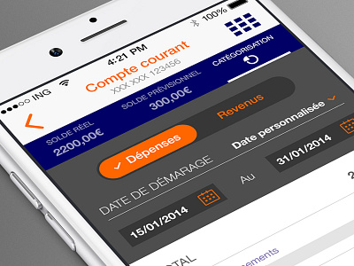 Octavdesign Bank App Display app apple bank change flat ios8 iphone6 menu popup select slide