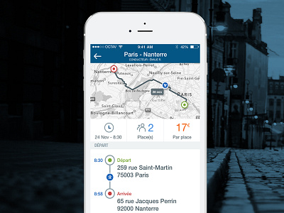 Socialcar Concept Fiche Ios8 app cab car carpooling concept driving flat ios8 iphone6 map menu social
