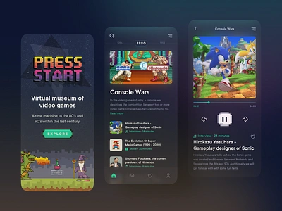 Press Start - virtual museum of video games console design game minecraft mobile mobile design museum nintendo pixel pixelart sega sonic supermario