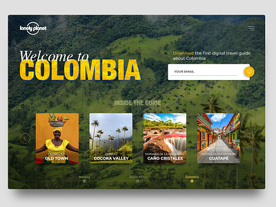 Lonley planet - Colombia 2d colombia design guide landing page lonley planet travel travel app ui ux web design