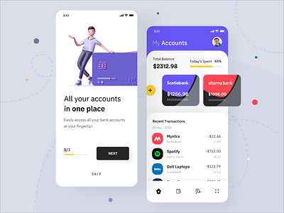 Multi Bank Accounts Manager 3d accounts application design banking colours design dribbble expense tracker financial illustration manager sketch ui ux