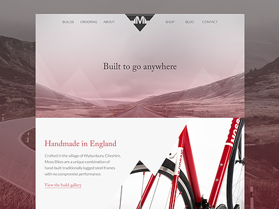 Moss Bikes Website Concept - Homepage bicycle bikes concept gradient homepage landscape website