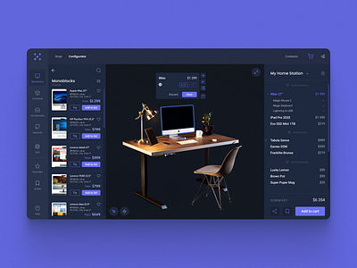 Designer workspace configurator concept configurator design interface shop ui ux wannabelike web workspace