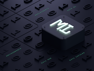 Machine Learning 3d branding illustration landing logo ml