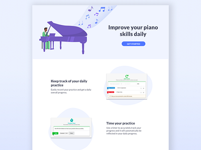Piano practice website landing page landing page music piano
