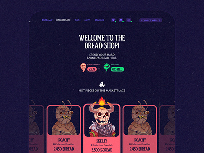 Dreadfulz NFT UI design graphic design typography ui ux web website