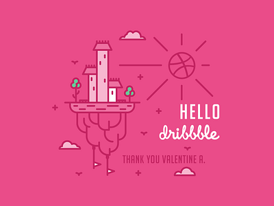 Hello Dribbble dribbble graphic design hello dribbble illustration illustrations island sky island vector