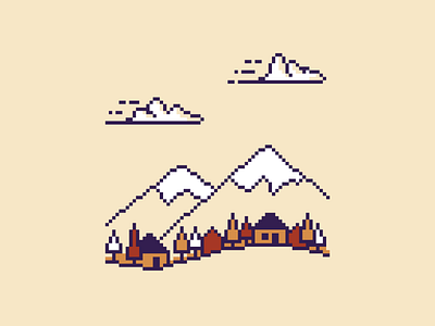 Pixel mountain village