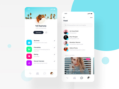 App design - Social networking app design colour palette connections feed interests minimal mobile app design social media social networking ui ui elements