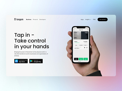 Tangem web bitcoin bitcoin wallet branding clean crypto wallet cryptocurrency design hardware wallet hero section minimal ui user experience user interface ux