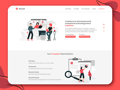 Skuad Webpage app design flat graphic design logo ui ux vector webdesign website design