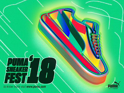 PUMA Sneaker Fest 2018 design gradient graphic design green illustartor illustration photoshop poster print ad puma sneaker vector