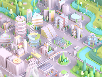 Self-Sufficient City 3d animation cabezarota dribbble dribbblers