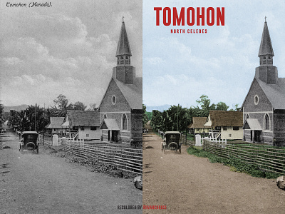 Recolor #1: Gereja Besi Tomohon editing old photo recolor vintage