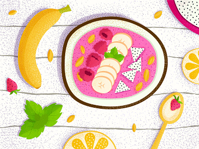 Smoothie Bowl adobe illustrator banana bowl cute flatlay food illustration smoothie vector