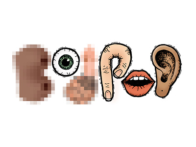 BodPod Logo body parts ear eyeball illustration logo mouth private parts