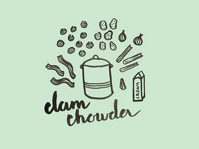 Clam Chowder chowder clams illustration soup vegetables